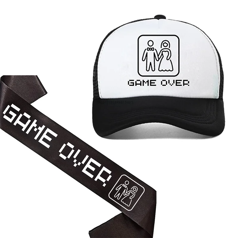 Party Games Bridal Shower - Жених Be Sash Game Over Hat