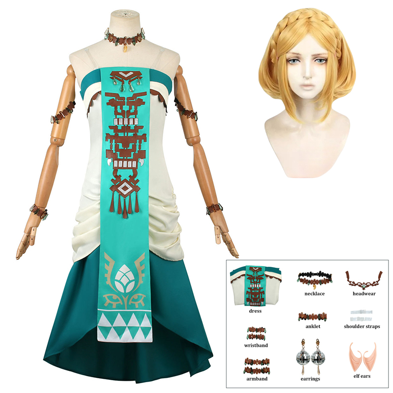 Zelda Party Games - Костюм принцессы Зельды для косплея, парик,